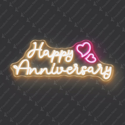 Warm White Happy Anniversary Neon Sign