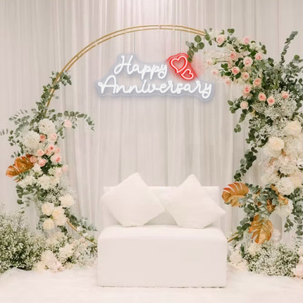White Happy Anniversary Neon Sign