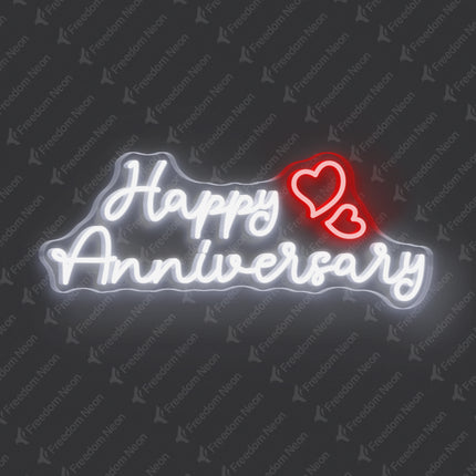 White Happy Anniversary Neon Sign