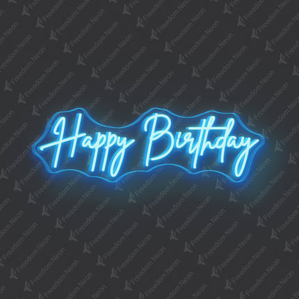 Ice Blue Happy Birthday Neon Sign 2.0