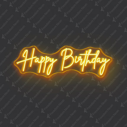 Gold Yellow Happy Birthday Neon Sign 2.0