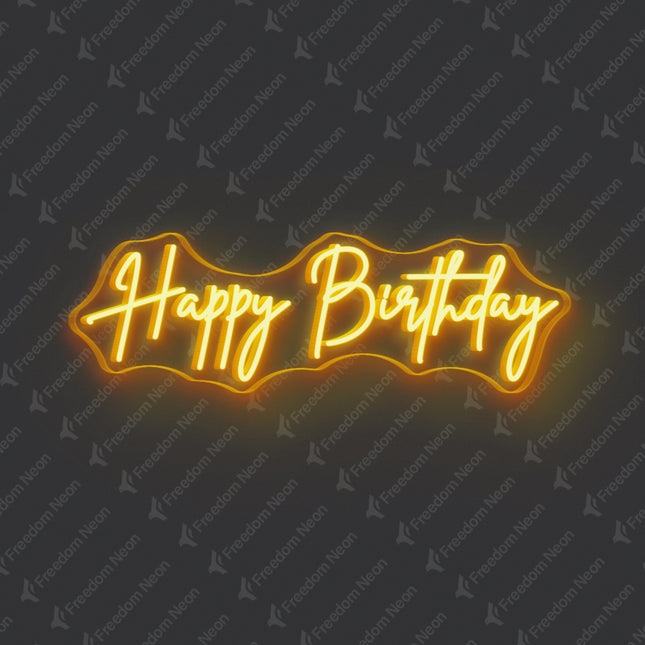 Gold Yellow Happy Birthday Neon Sign 2.0