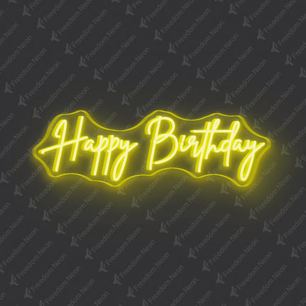Lemon Yellow Happy Birthday Neon Sign 2.0