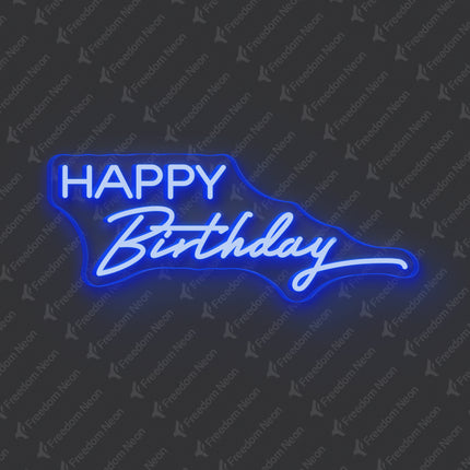 Blue Happy Birthday Neon Sign