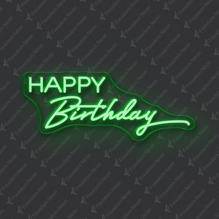 Green Happy Birthday Neon Sign