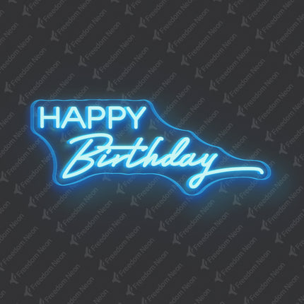 Ice Blue Happy Birthday Neon Sign