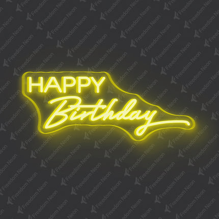 Lemon Yellow Happy Birthday Neon Sign