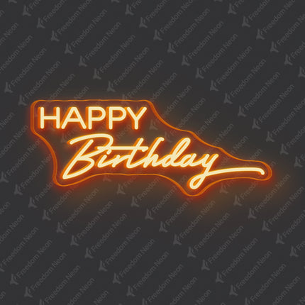 Orange Happy Birthday Neon Sign