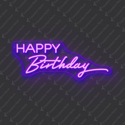 Purple Happy Birthday Neon Sign