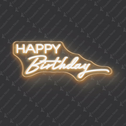 Warm White Happy Birthday Neon Sign