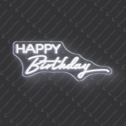 White Happy Birthday Neon Sign