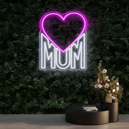 Pink Heart MUM Neon Sign