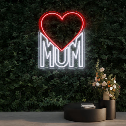 Red Heart MUM Neon Sign