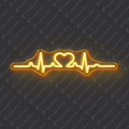 Golden Yellow Heartbeat Neon Sign