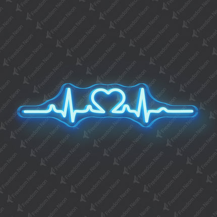 Ice Blue Heartbeat Neon Sign