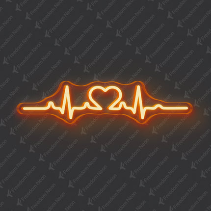 Orange Heartbeat Neon Sign