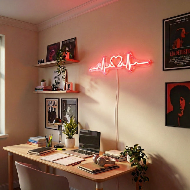 Red Heartbeat Neon Sign