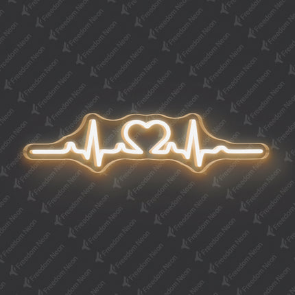 Warm White Heartbeat Neon Sign