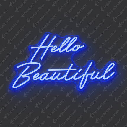 Blue Hello Beautiful Neon Sign