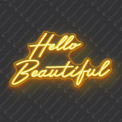 Golden Yellow Hello Beautiful Neon Sign