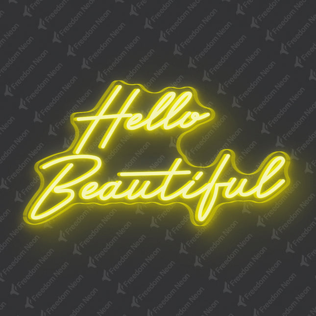 Lemon Yellow Hello Beautiful Neon Sign
