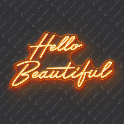 Orange Hello Beautiful Neon Sign