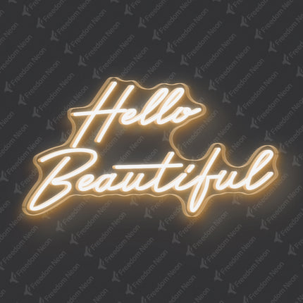 Warm White Hello Beautiful Neon Sign