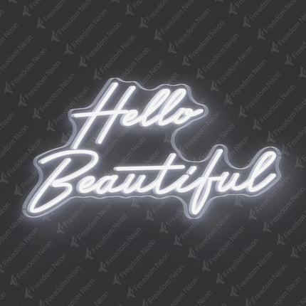 White Hello Beautiful Neon Sign