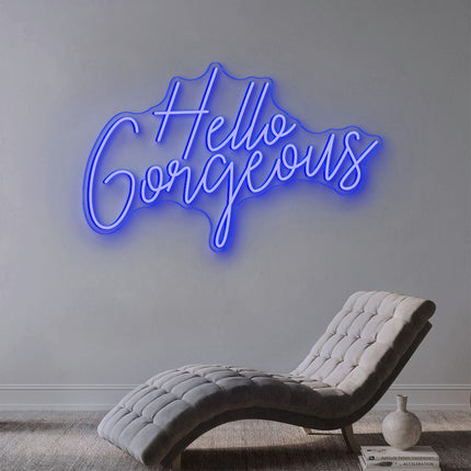Blue Hello Gorgeous Neon Sign