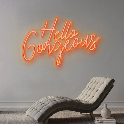 Golden Yellow Hello Gorgeous Neon Sign