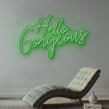Green Hello Gorgeous Neon Sign