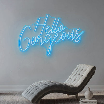 Ice Blue Hello Gorgeous Neon Sign