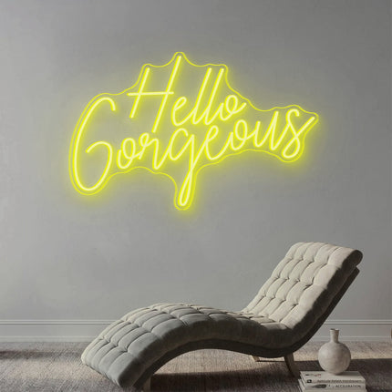 Lemon Yellow Hello Gorgeous Neon Sign