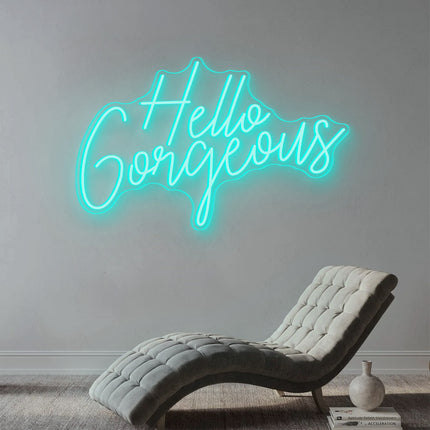 Mint Green Hello Gorgeous Neon Sign
