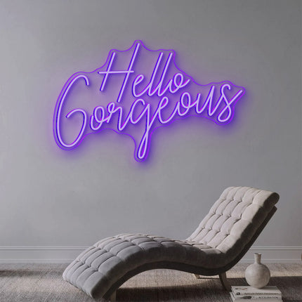 Purple Hello Gorgeous Neon Sign