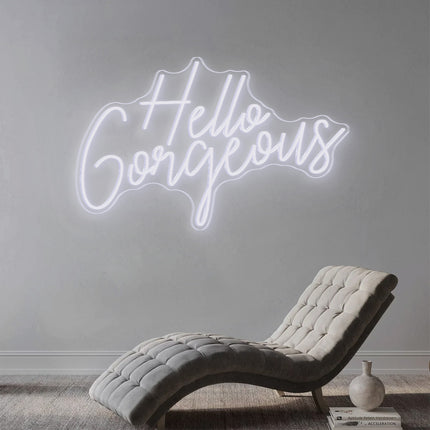 White Hello Gorgeous Neon Sign