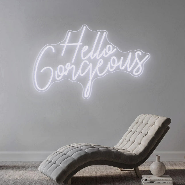White Hello Gorgeous Neon Sign