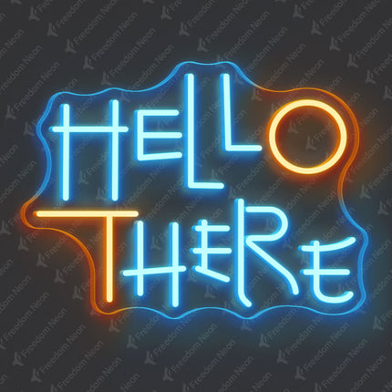 Ice Blue HELLO THERE Neon Sign