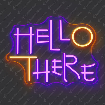 Purple HELLO THERE Neon Sign