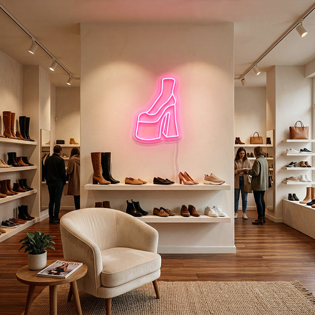 Light Pink High Heel Neon Sign