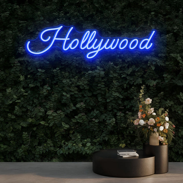Blue Hollywood Neon Sign