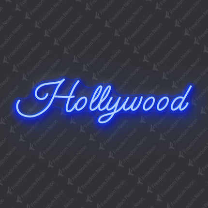 Blue Hollywood Neon Sign