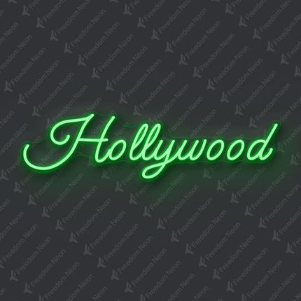 Green Hollywood Neon Sign