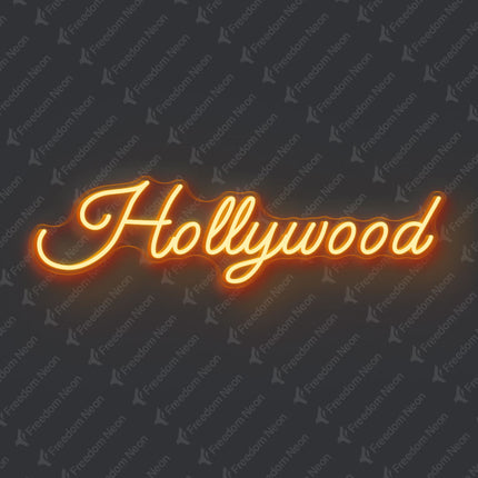 Orange Hollywood Neon Sign