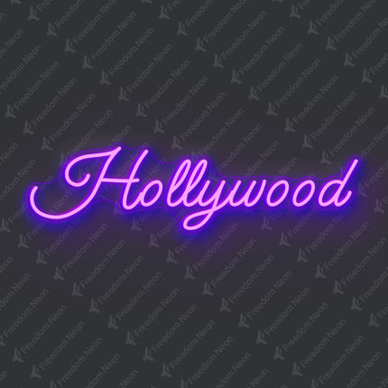 Purple Hollywood Neon Sign