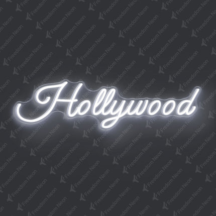 White Hollywood Neon Sign