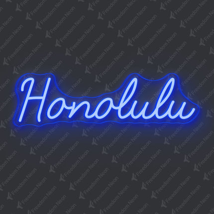 Blue Honolulu Neon Sign