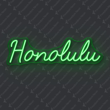 Green Honolulu Neon Sign