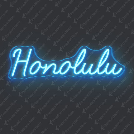 Ice Blue Honolulu Neon Sign
