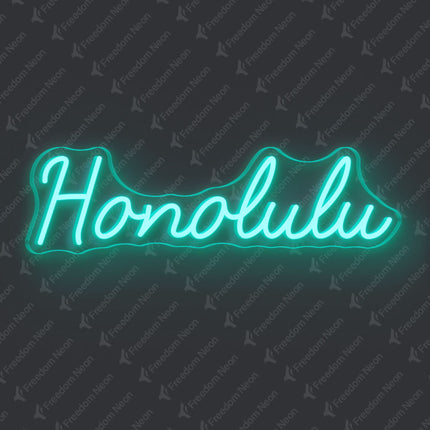 Mint Green Honolulu Neon Sign